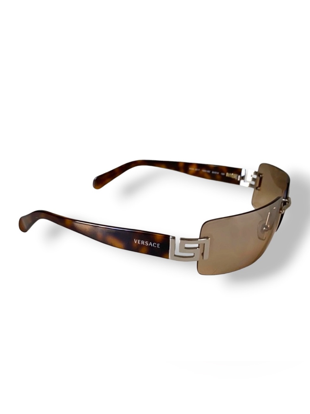 Versace Black and Brown Tortoiseshell Rimless Sunglasses - Picture 2 of 8